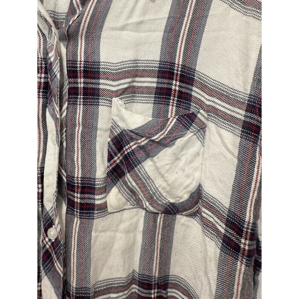 Rails Hunter Plaid Long Sleeve Button Down Top White Red Navy Medium Super Soft